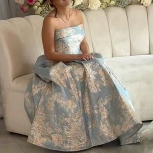 Elegant Blue and White Gown